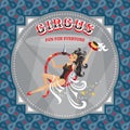 Circus card with acrobat girl Royalty Free Stock Photo