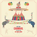 Circus and Carnival Invitation Card Template.