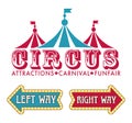 Carnival and funfair, circus isolated icon, big top tent Royalty Free Stock Photo