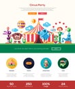 Circus, carnival party website header banner with webdesign elements