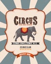 Circus. Carnival,poster with elephant.Vintage.Kid Birthday Party Invite.