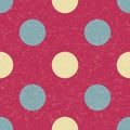 Circus carnival retro vintage polka dot seamless pattern. Colorful circles on background. Textured old fashioned retro graphic