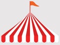 Circus Carnival Tent with Flag Circus color tent dome roof Tent with Flag Event tent Red and white Royalty Free Stock Photo