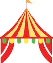 Circus Carnival Tent with Flag Circus color tent dome roof Tent with Flag Event tent Red and yellow, green Royalty Free Stock Photo