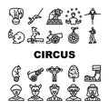 circus carnival vintage show icons set vector Royalty Free Stock Photo