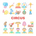 circus carnival vintage show icons set vector Royalty Free Stock Photo