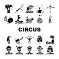 circus carnival vintage show icons set vector Royalty Free Stock Photo