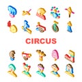 circus carnival vintage show icons set vector Royalty Free Stock Photo