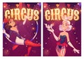 Circus cartoon posters for magic show performance Royalty Free Stock Photo