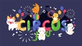 Circus cats typography poster, cute kittens performing stunts, vector illustration