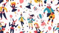 Colorful Circus Characters Seamless Pattern Design for Festive Projects Royalty Free Stock Photo