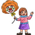 Circus Child with a Clown Balloon Cartoon Clipart