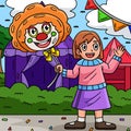 Circus Child with a Clown Balloon Colored Cartoon