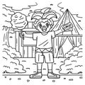 Circus Child in Clown Makeup Coloring Page