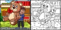 Circus Child with Giant Teddy Bear Illustration