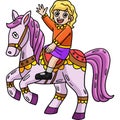 Circus Child on Horse Cartoon Colored Clipart