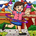 Circus Child and a Hula Hoop Colored Cartoon