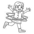 Circus Child and Hula Hoop Isolated Coloring Page