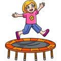 Circus Child and Trampoline Cartoon Clipart