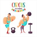 Circus clipart. Circus strongmen show their strength.