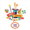 Circus clipart. Rabbit in magician`s hat.