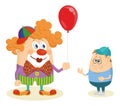 Circus clown with balloon and boy Royalty Free Stock Photo