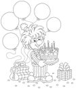 Circus clown with birthday cake