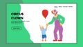 Circus Clown Giving Balloon Little Boy Vector