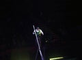 Circus clown performs on wire during Ringling Bros show in Brook Royalty Free Stock Photo