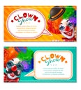 Circus Clown Show 2 Horizontal Banners Royalty Free Stock Photo