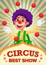 Circus Clown Show Poster Template Vector. Party Amusement Park. For Your Advertising. Illustration