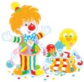 Circus clown with toys