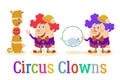 Circus Clowns with Trained Animals Royalty Free Stock Photo