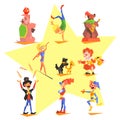 Circus collection with carnival, fun fair, vector Royalty Free Stock Photo