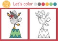 Circus coloring page for children with poodle. Vector amusement show outline illustration with cute animal. Color book for kids
