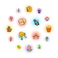 Circus comics icons set Royalty Free Stock Photo