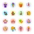 Circus comics icons set Royalty Free Stock Photo