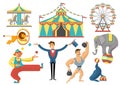Circus Decorative Flat Icons Set