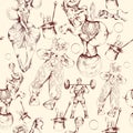 Circus doodle sketch seamless pattern Royalty Free Stock Photo