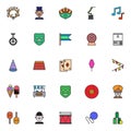 Circus elements filled outline icons set