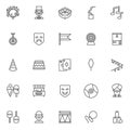 Circus elements outline icons set