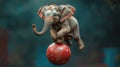 A circus elephant balancing on a ball Royalty Free Stock Photo