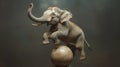A circus elephant balancing on a ball Royalty Free Stock Photo