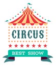 Circus emblem. Vintage carnival tag. Retro show logo