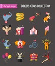 Circus entertainment icons set for infographics