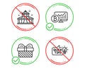 Circus, Gift and Bitcoin chart icons set. Education idea sign. Vector