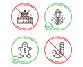 Circus, Gingerbread man and Fireworks icons set. Candy sign. Vector