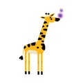 Circus Giraffe Animal Standing and Balancing Balls Vector Illustration
