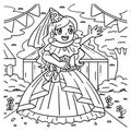 Circus Girl in a Princess Costume Coloring Page
