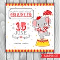 Circus happy birthday card design. Royalty Free Stock Photo